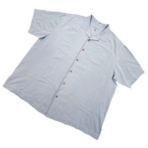 Tommy Bahama Shirt XL Tall Mens Blue 100% Silk Jacquard Textured Camp S/S Casual